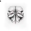 face with two halves left right tattoo design idea