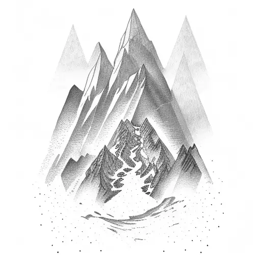 mountain waterfall tattoo design idea