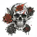 easy sketch of a skull tattoo design idea