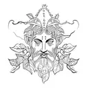 dionysus with attributes vine and leopard tattoo design idea