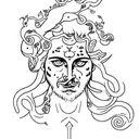 dionysus with attributes vine and leopard tattoo design idea