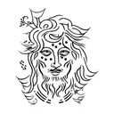 dionysus with attributes vine and leopard tattoo design idea