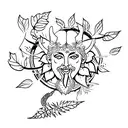dionysus with attributes vine and leopard tattoo design idea