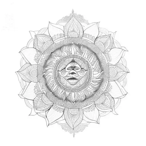 sun mandala tattoo design idea