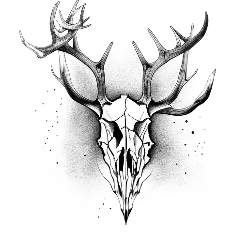 elk skull with forest  tattoo design idea