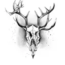 elk skull with forest  tattoo design idea