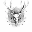 elk skull with forest  tattoo design idea