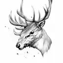 elk skull with forest  tattoo design idea