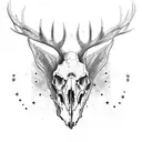 elk skull with forest  tattoo design idea