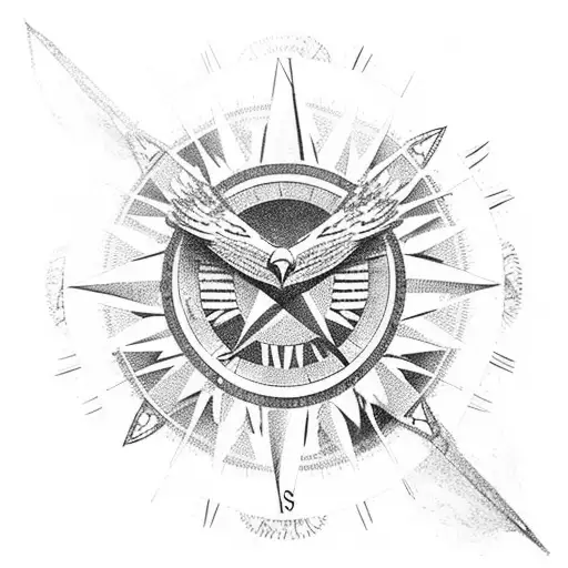 Koinstec Eagle With Compass Tattoo Waterproof Sticker Temporary Body Tattoo
