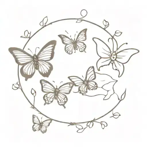 3 butterflies and 444 baby angel tattoo design idea