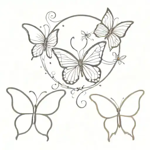 3 butterflies and 444 baby angel tattoo design idea