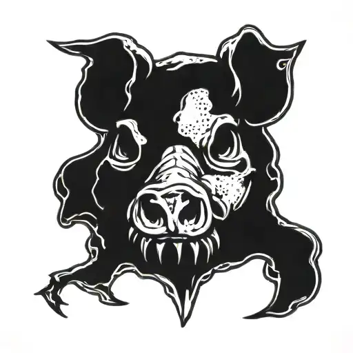 pig skull tattoo design idea