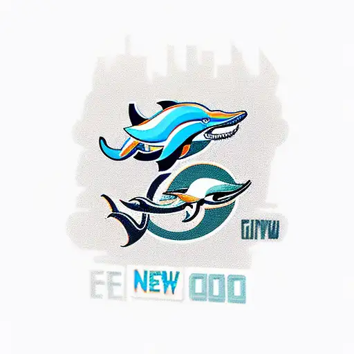 A fierce Miami Dolphins mascot riding a truck in a new-school style tattoo design idea