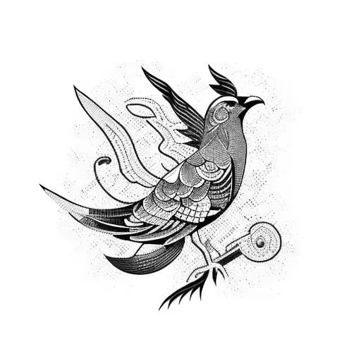 free bird mosaic  tattoo design idea
