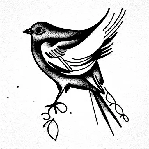 four birds, a buzzard, a robin, a black bird, a starling tattoo design idea