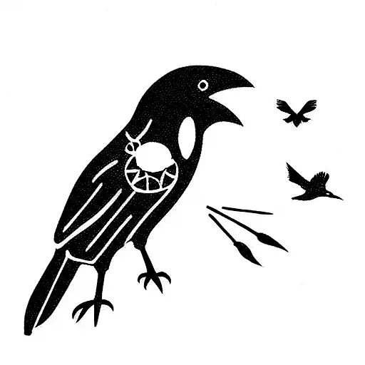 a buzzard, a robin, a black bird, a starling tattoo design idea
