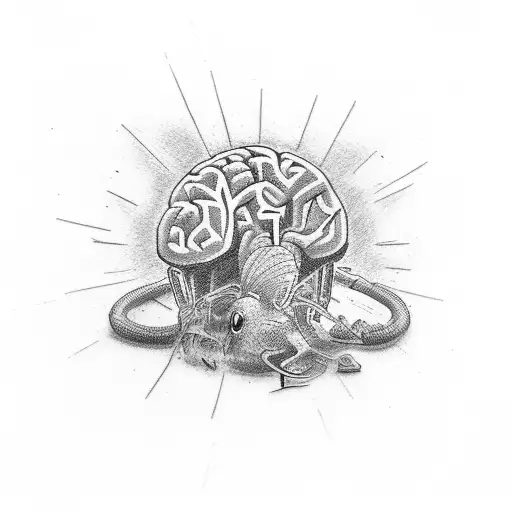 A book, pencil and small brain  tattoo design idea
