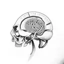 A book, pencil and small brain  tattoo design idea