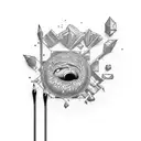 A book, pencil and small brain  tattoo design idea