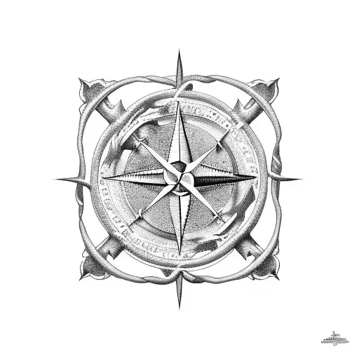 map  Bretagne and wind rose and anchor and tattoo design idea