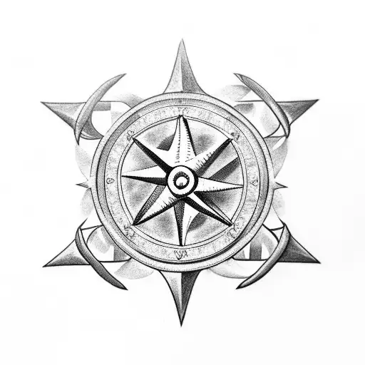 wind rose and anchor and maps Britannia minor tattoo design idea