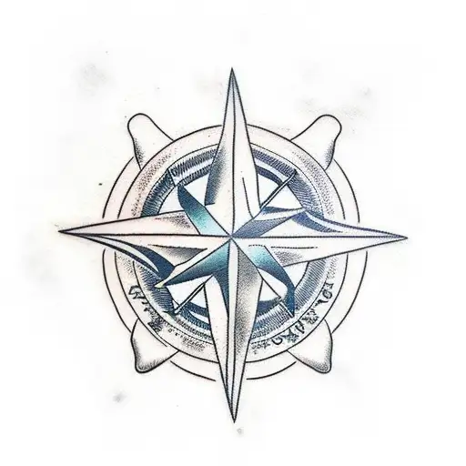 wind rose and anchor tattoo design idea