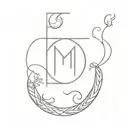 Letter M and Gemini symbol and Crescent Moon tattoo design idea
