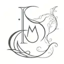 Letter M and Gemini symbol and Crescent Moon tattoo design idea