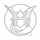 Letter M and Gemini symbol and Crescent Moon tattoo design idea