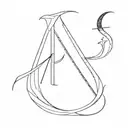 Letter M and Gemini symbol and Crescent Moon tattoo design idea