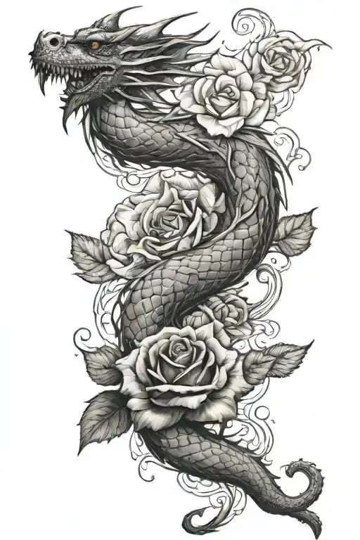 dedicate dato the family; there would be a dragon that is symbol of strenght, and a rose.  tattoo design idea