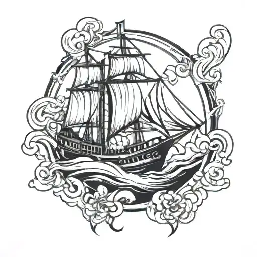 boat sailing tattoo design idea