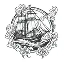 boat sailing tattoo design idea