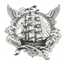 boat sailing tattoo design idea