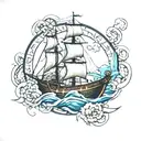 boat sailing tattoo design idea