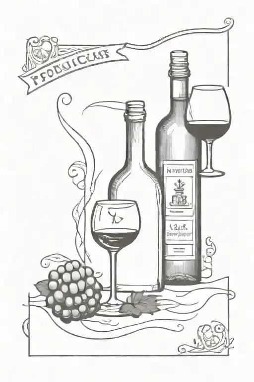 postage stamp with wine bottle and glass of wine  from Portugal inside  tattoo design idea