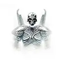 fallen warrior, skeleton, skyrim studded armor, dark, arm tattoo tattoo design idea