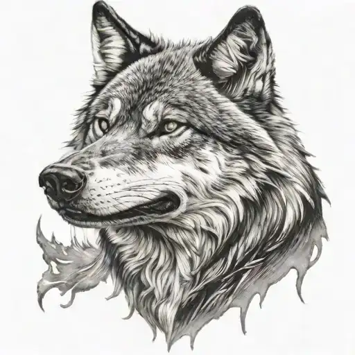 The wolf grinned black and gray tattoo design idea