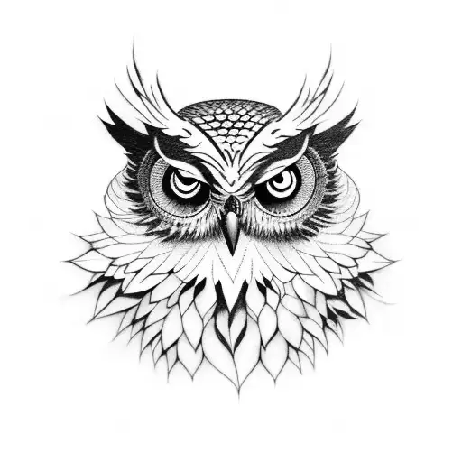 dark fantasy owl that shows wisdom and inspires growth tattoo design idea