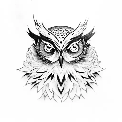 dark fantasy owl that shows wisdom and inspires growth tattoo design idea