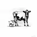 A farm scene with a silhouette of a cow and a guitar tattoo design idea