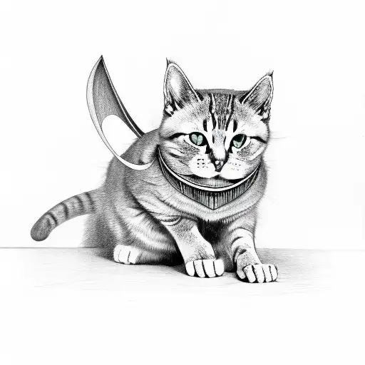 cat with bat wings no shading tattoo design idea