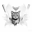 cat with bat wings no shading tattoo design idea