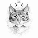 cat with bat wings no shading tattoo design idea