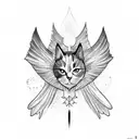 cat with bat wings no shading tattoo design idea