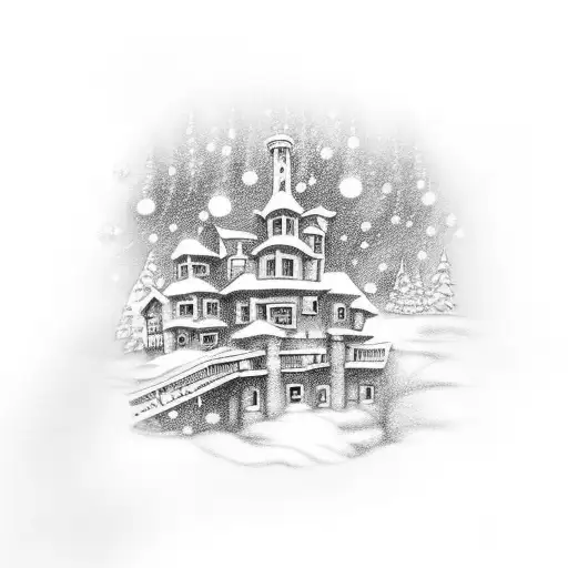 christmas village armband tattoo design idea