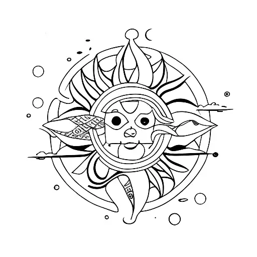 Sol , Lua e mar  tattoo design idea