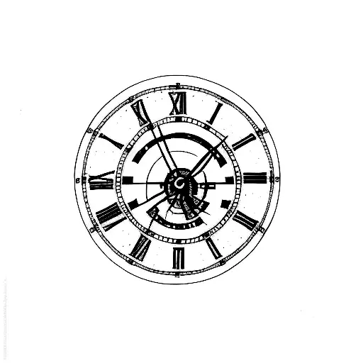 Roman numeral clock simple tattoo design idea