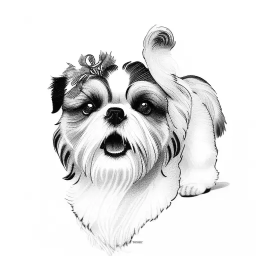 Shihtzu and Australian shepherd together  tattoo design idea